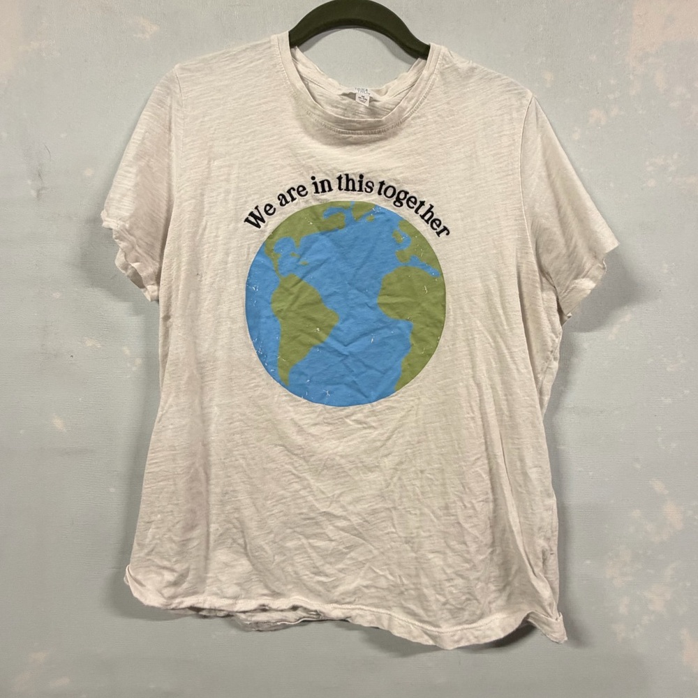 Time and Tru White Tee Shirt with Embroidered Saying